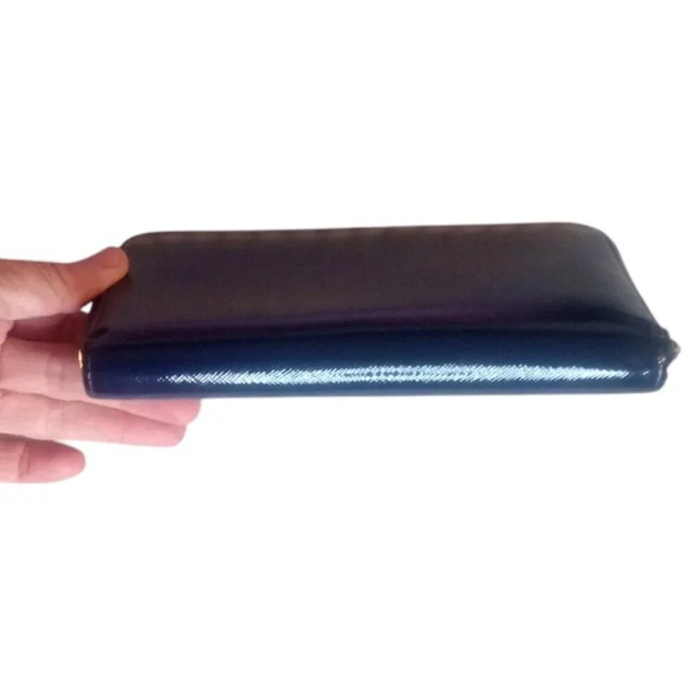 Prada | Saffiano | Royal Blue | Ribbon zip around wallet - Picture 7 of 9